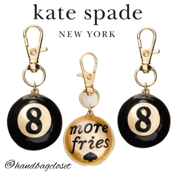 Kate Spade X Target Eight Ball Black & Gold Charm Fob Keychain - Picture 1 of 6